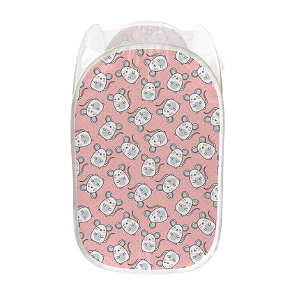 Cute Rat Pattern Print Mesh Laundry Hamper