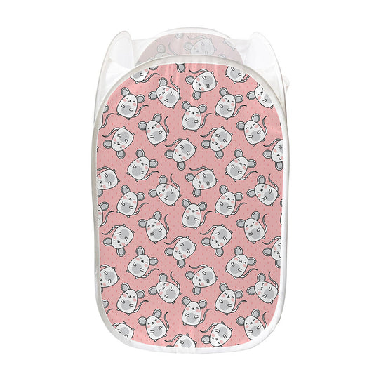 Cute Rat Pattern Print Mesh Laundry Hamper