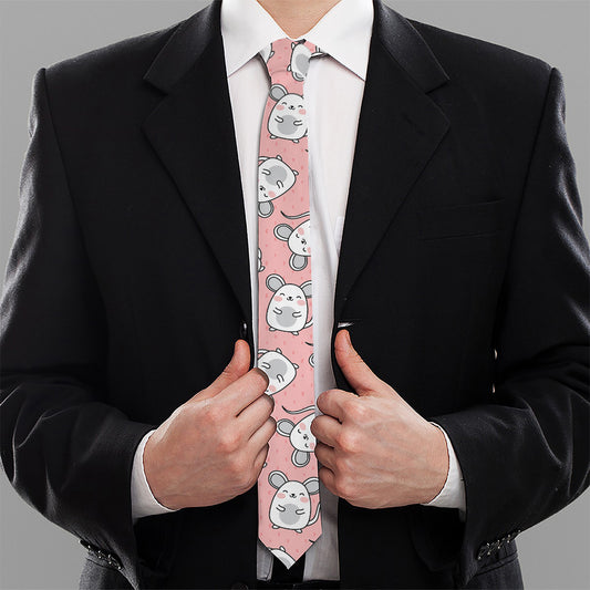 Cute Rat Pattern Print Necktie