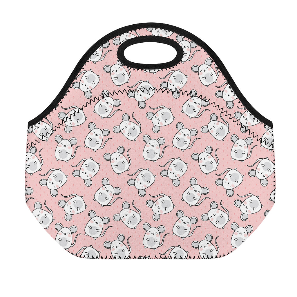 Cute Rat Pattern Print Neoprene Lunch Bag