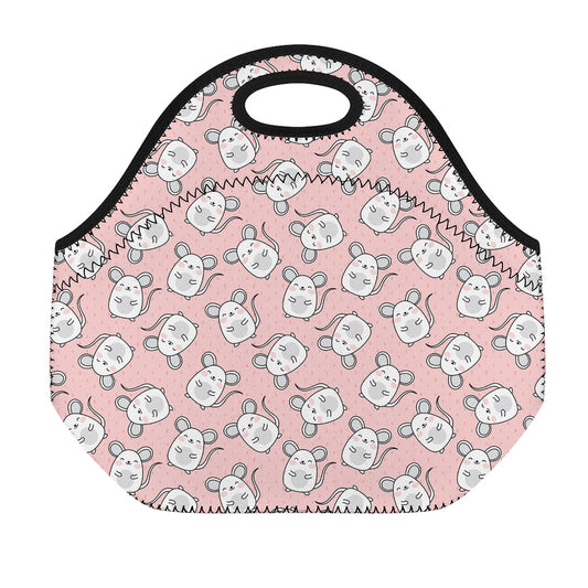 Cute Rat Pattern Print Neoprene Lunch Bag