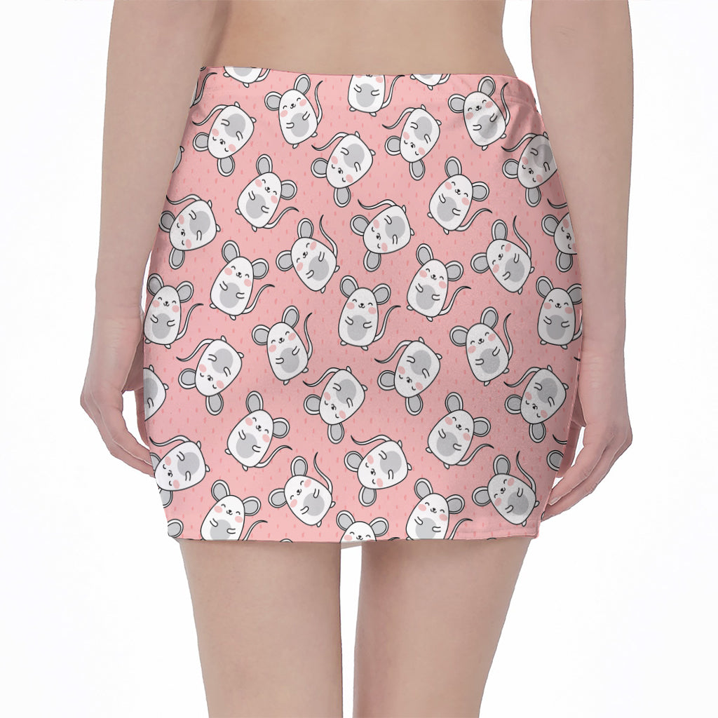 Cute Rat Pattern Print Pencil Mini Skirt