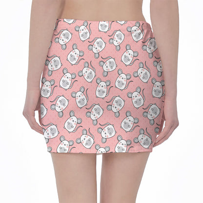 Cute Rat Pattern Print Pencil Mini Skirt