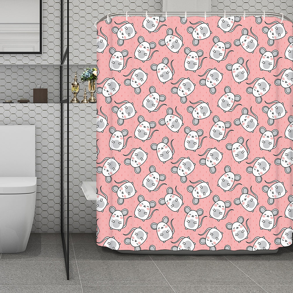 Cute Rat Pattern Print Polyester Shower Curtain