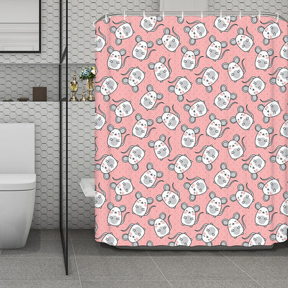 Cute Rat Pattern Print Polyester Shower Curtain