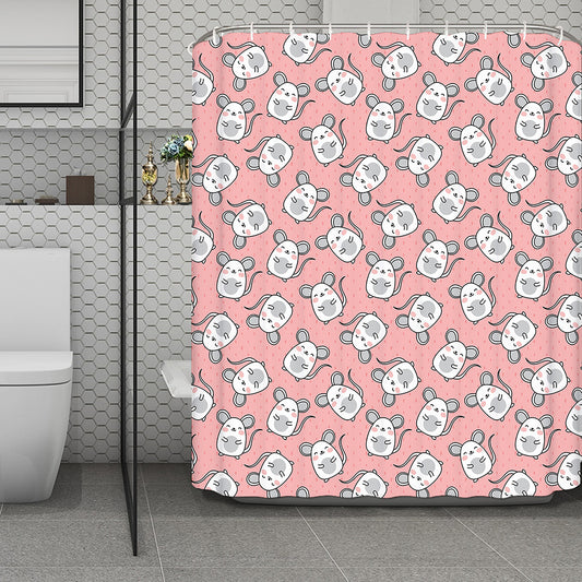 Cute Rat Pattern Print Polyester Shower Curtain