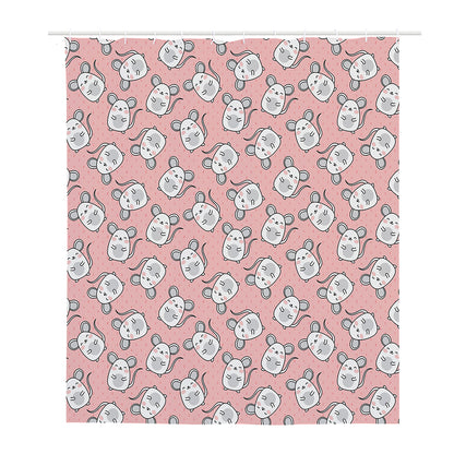Cute Rat Pattern Print Polyester Shower Curtain