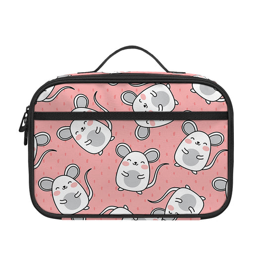 Cute Rat Pattern Print Portable Lunch Bag