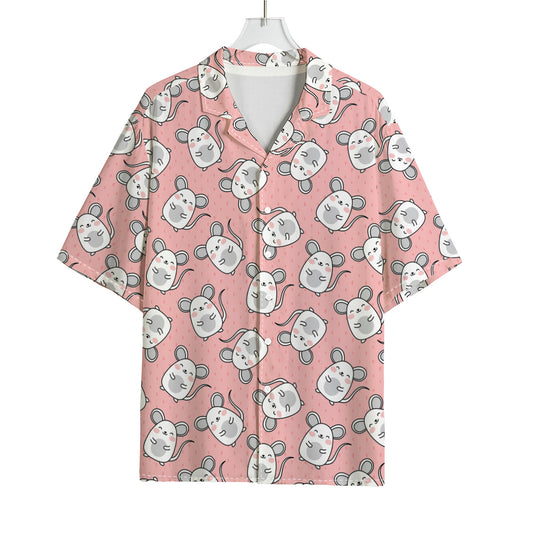 Cute Rat Pattern Print Rayon Hawaiian Shirt