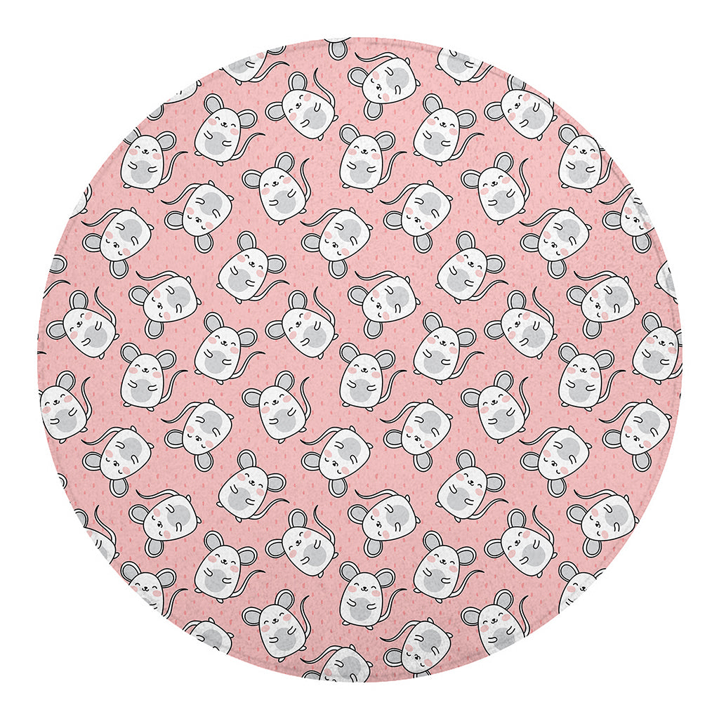 Cute Rat Pattern Print Round Blanket