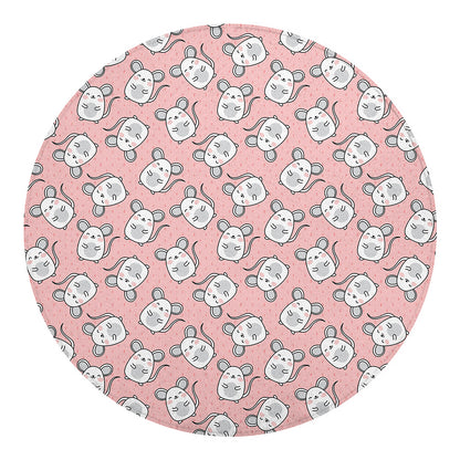 Cute Rat Pattern Print Round Blanket