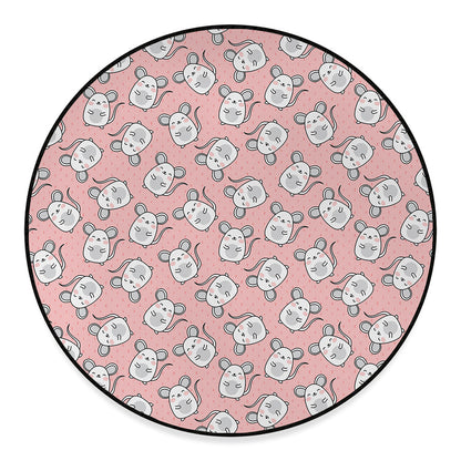 Cute Rat Pattern Print Round Floor Mat