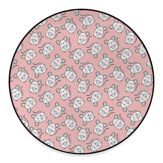 Cute Rat Pattern Print Round Floor Mat