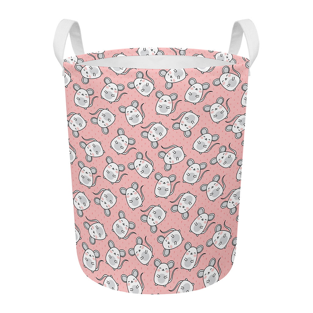 Cute Rat Pattern Print Round Laundry Basket