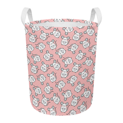Cute Rat Pattern Print Round Laundry Basket