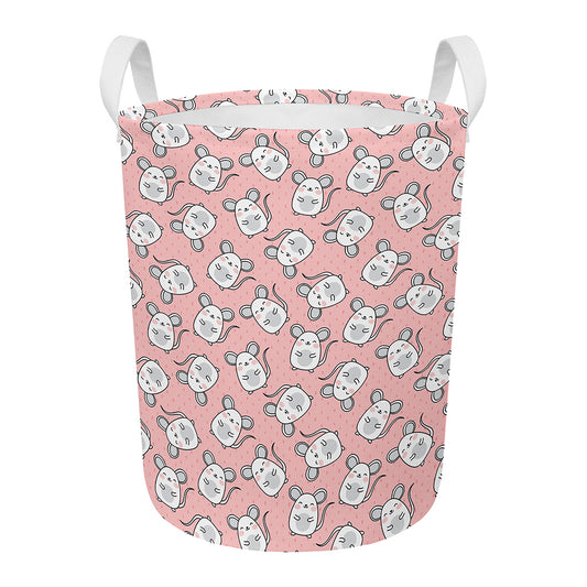 Cute Rat Pattern Print Round Laundry Basket