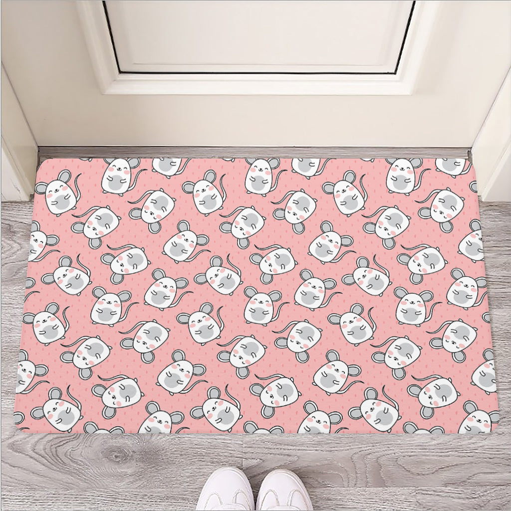 Cute Rat Pattern Print Rubber Doormat
