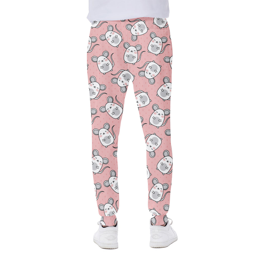 Cute Rat Pattern Print Scuba Joggers