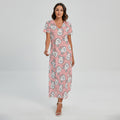 Cute Rat Pattern Print Short Sleeve Maxi Dress