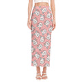 Cute Rat Pattern Print Side Slit Maxi Skirt