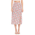 Cute Rat Pattern Print Side Slit Midi Skirt