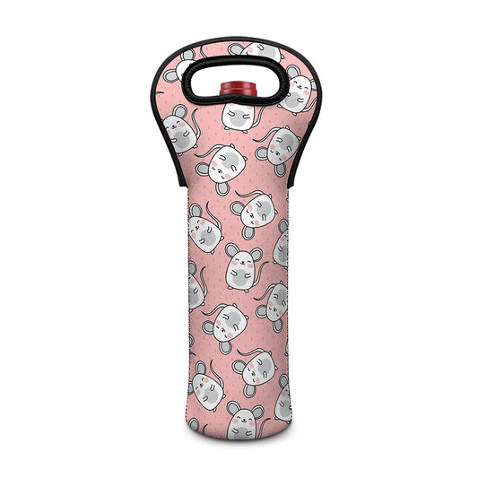 Cute Rat Pattern Print Single Neoprene Wine Tote