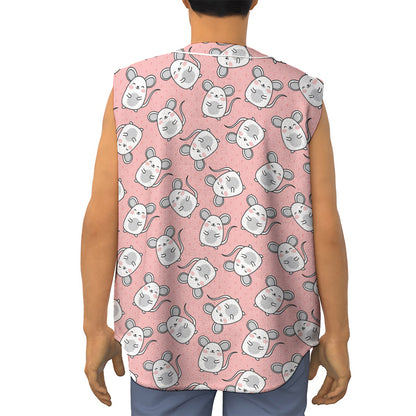 Cute Rat Pattern Print Sleeveless Baseball Jersey