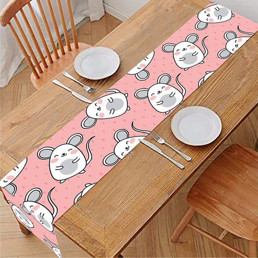 Cute Rat Pattern Print Table Runner