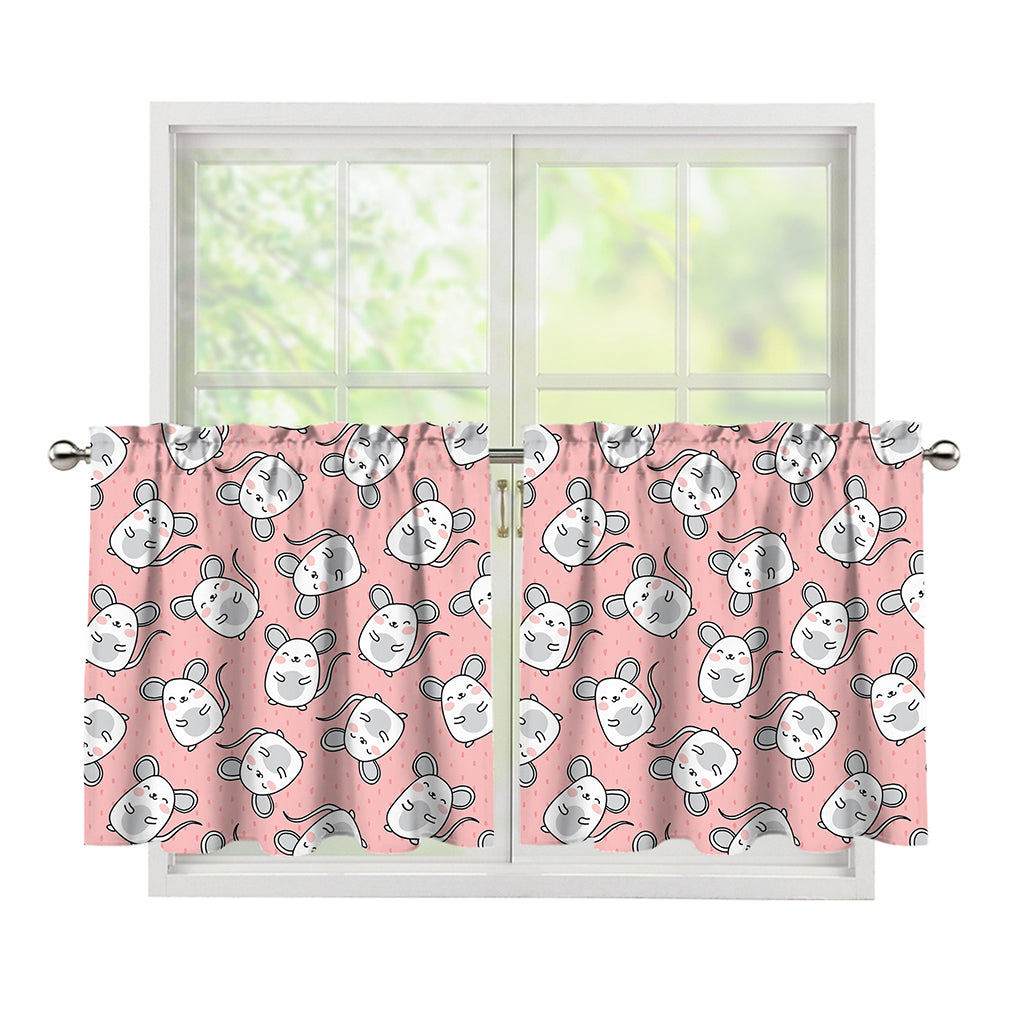 Cute Rat Pattern Print Tier Curtains