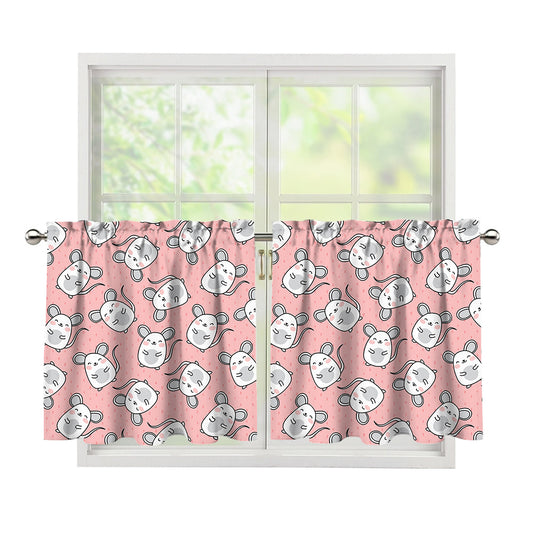 Cute Rat Pattern Print Tier Curtains