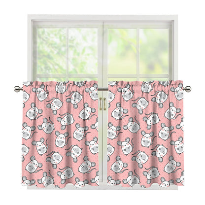 Cute Rat Pattern Print Tier Curtains
