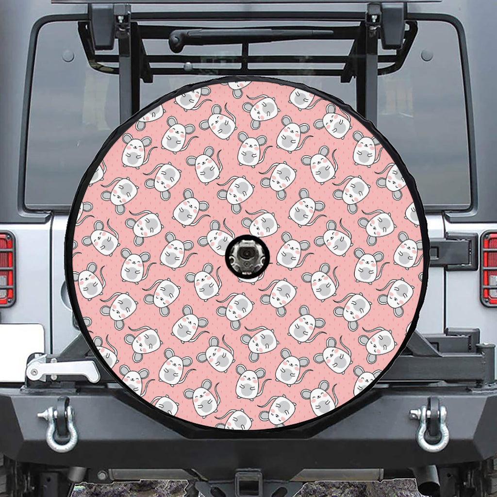 Cute Rat Pattern Print Tire Cover With Camera Hole