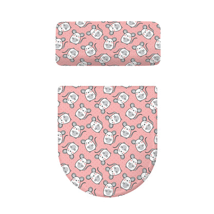 Cute Rat Pattern Print Toilet Lid And Tank Cover Set