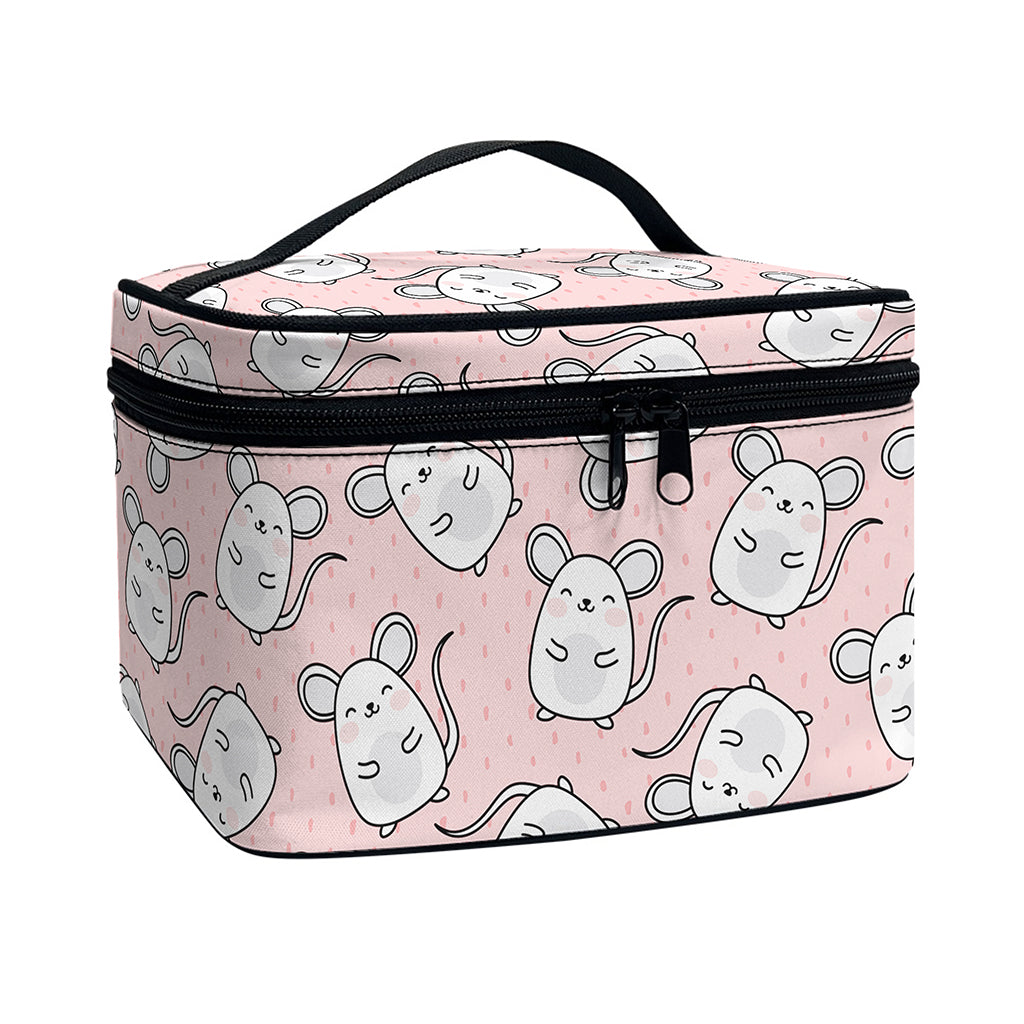 Cute Rat Pattern Print Travel Makeup Bag