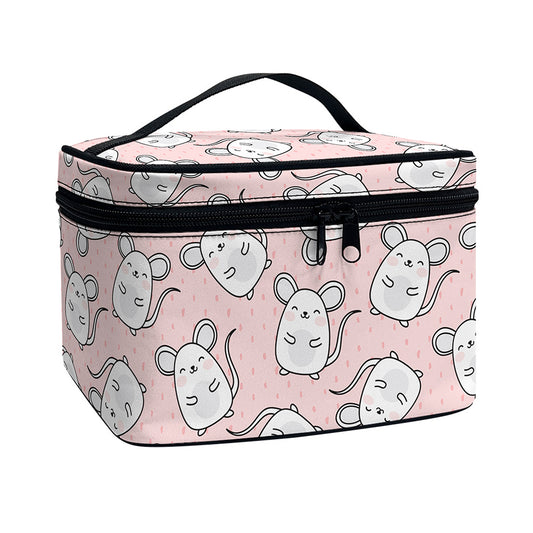 Cute Rat Pattern Print Travel Makeup Bag