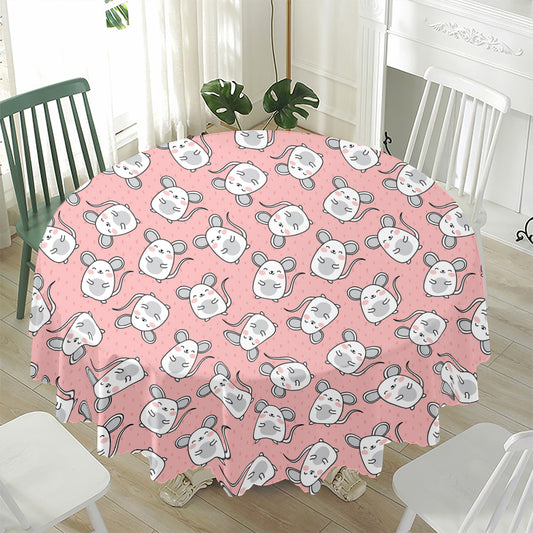 Cute Rat Pattern Print Waterproof Round Tablecloth