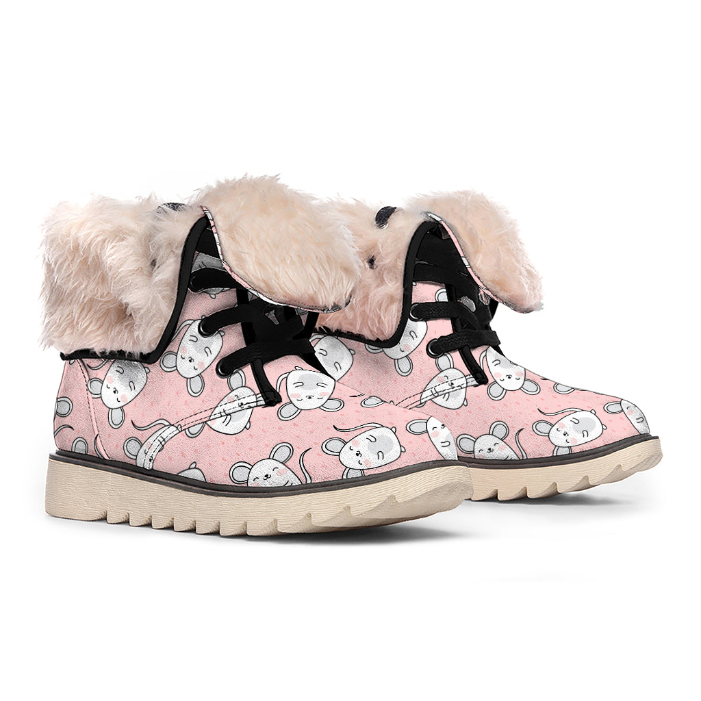 Cute Rat Pattern Print Winter Boots