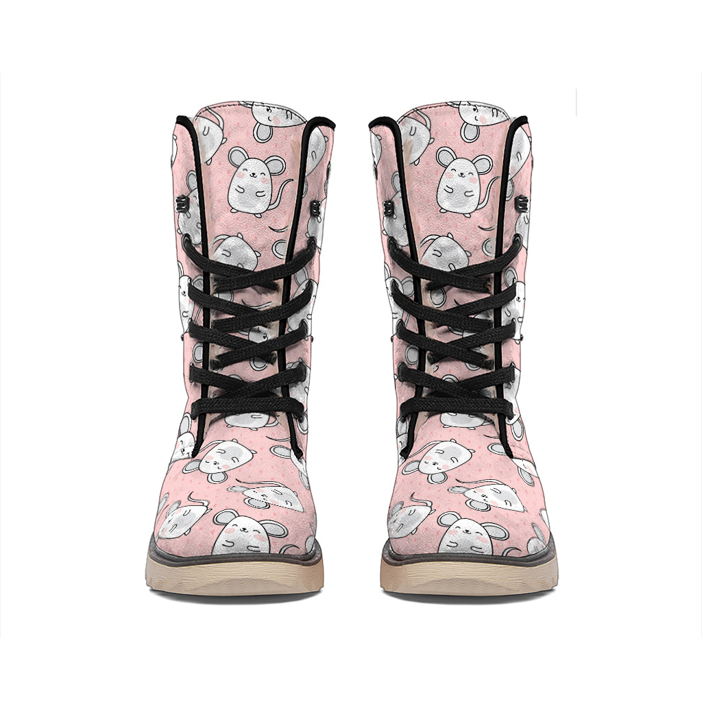 Cute Rat Pattern Print Winter Boots