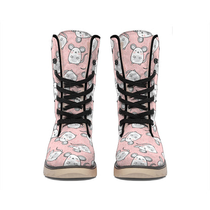 Cute Rat Pattern Print Winter Boots