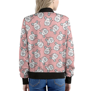 Cute Rat Pattern Print Women's Bomber Jacket