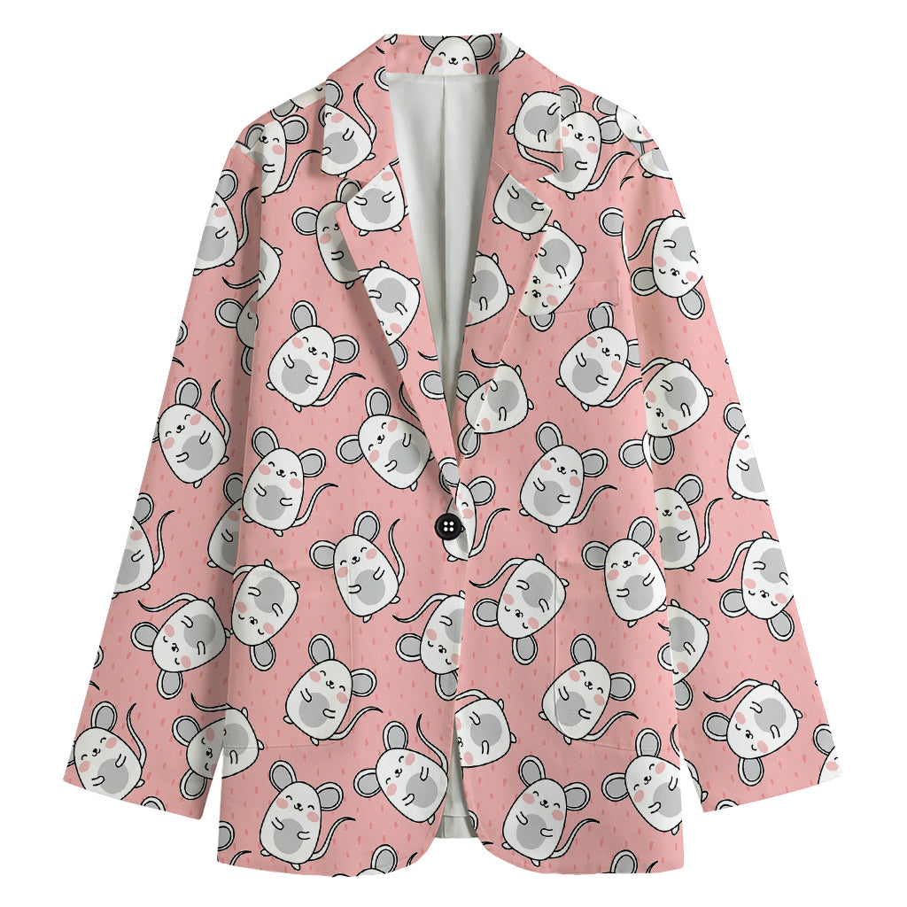 Cute Rat Pattern Print Women's Cotton Blazer