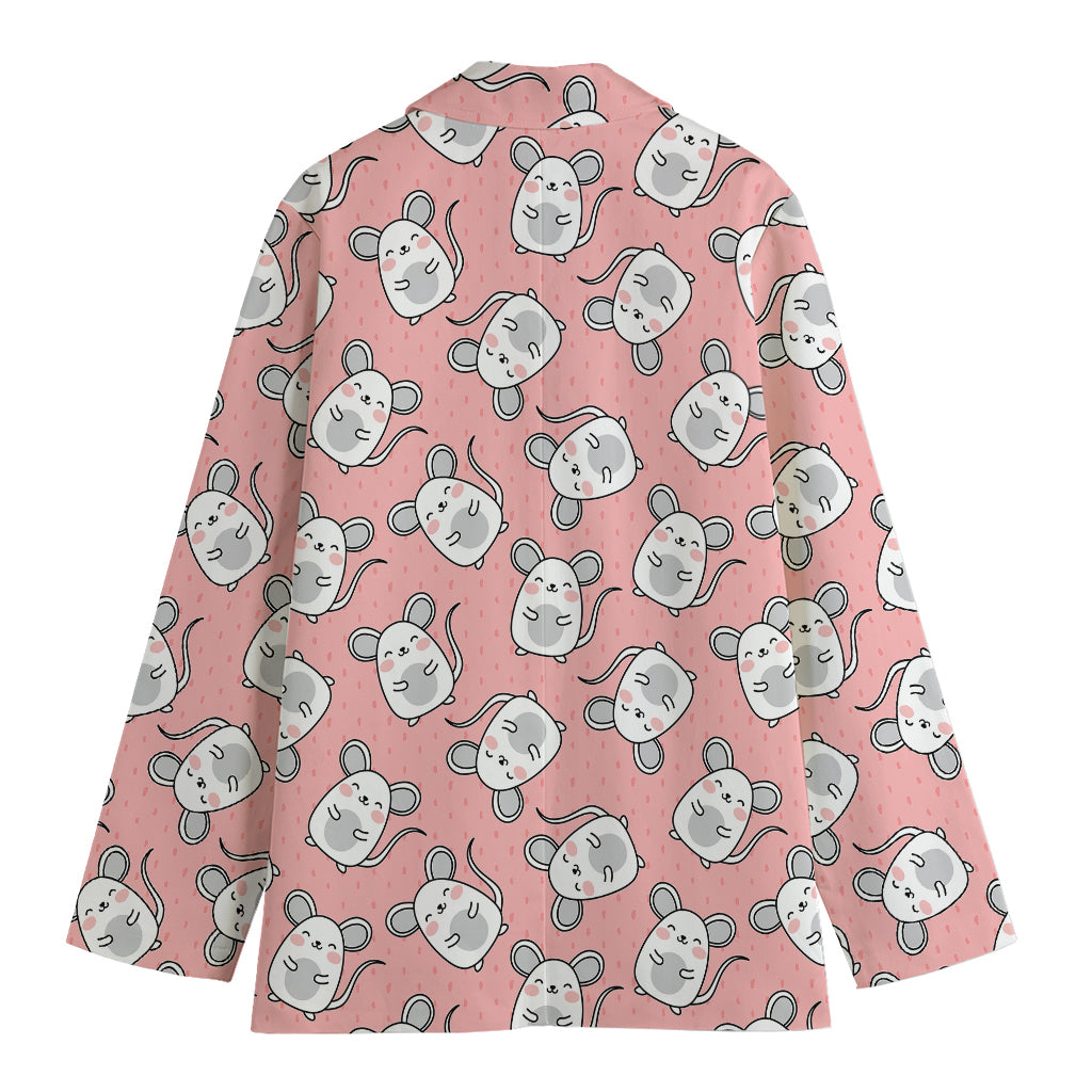 Cute Rat Pattern Print Women's Cotton Blazer