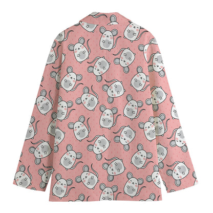 Cute Rat Pattern Print Women's Cotton Blazer