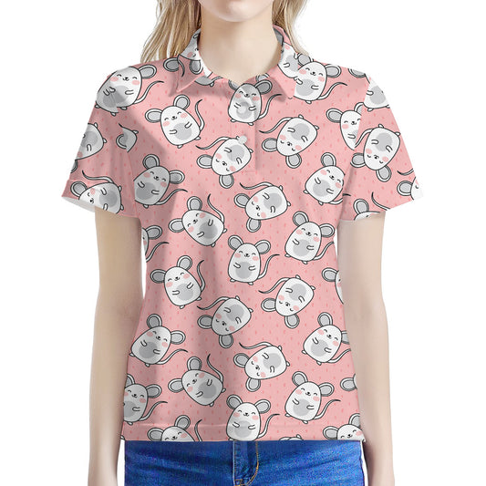 Cute Rat Pattern Print Women's Polo Shirt