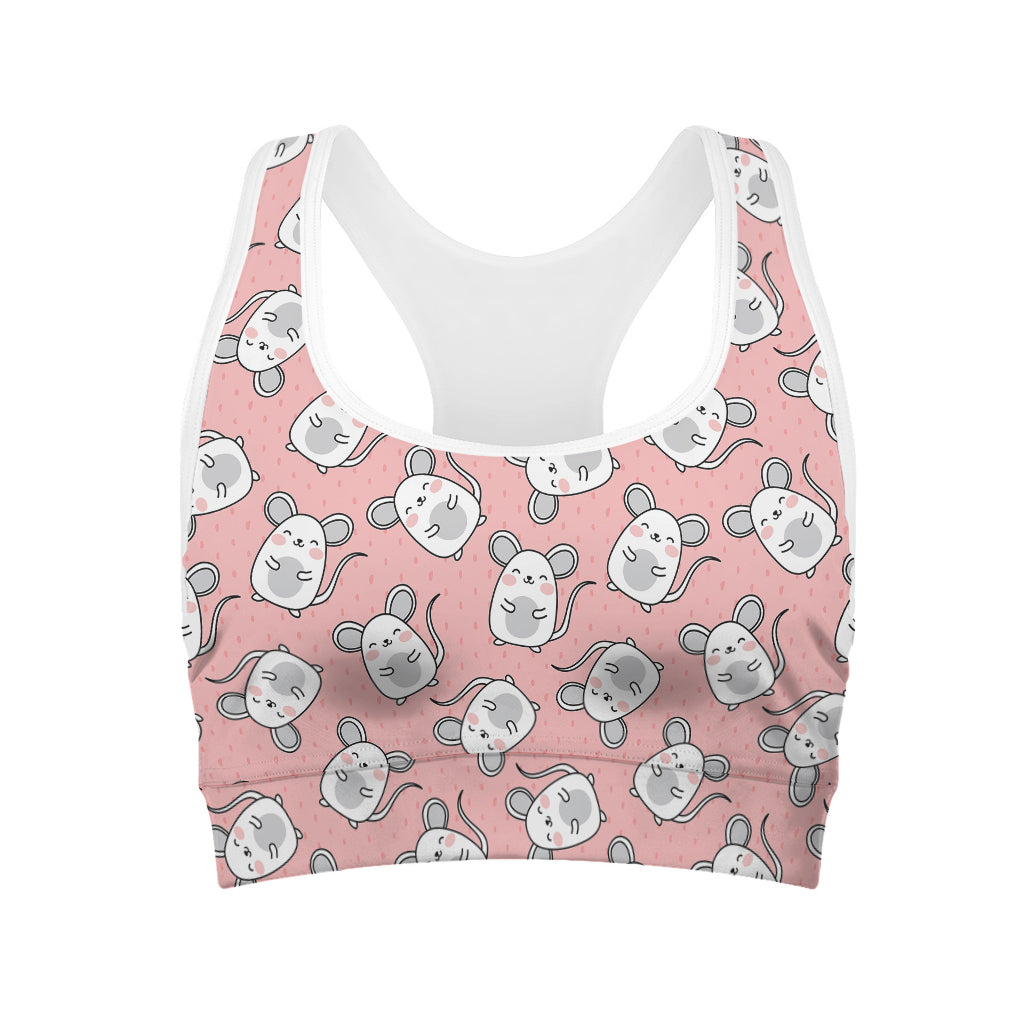 Cute Rat Pattern Print Women's Sports Bra