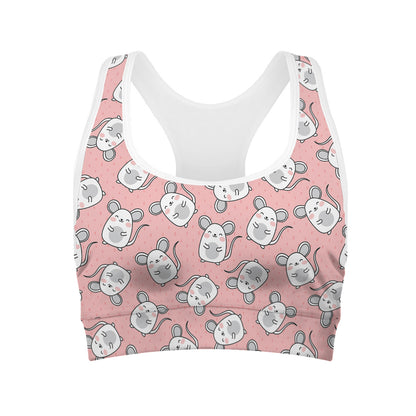Cute Rat Pattern Print Women's Sports Bra