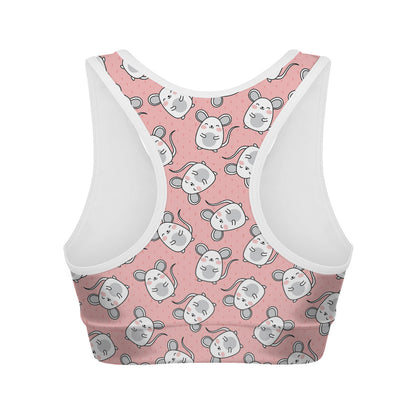 Cute Rat Pattern Print Women's Sports Bra
