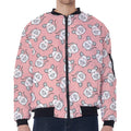 Cute Rat Pattern Print Zip Sleeve Bomber Jacket