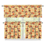 Cute Red Panda And Bamboo Pattern Print 3 Piece Kitchen Curtains