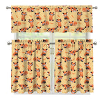Cute Red Panda And Bamboo Pattern Print 3 Piece Kitchen Curtains